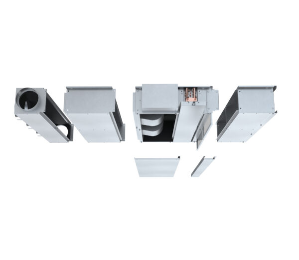An exploded version of our Highline 235, showing the different compartments of the fan coil unit